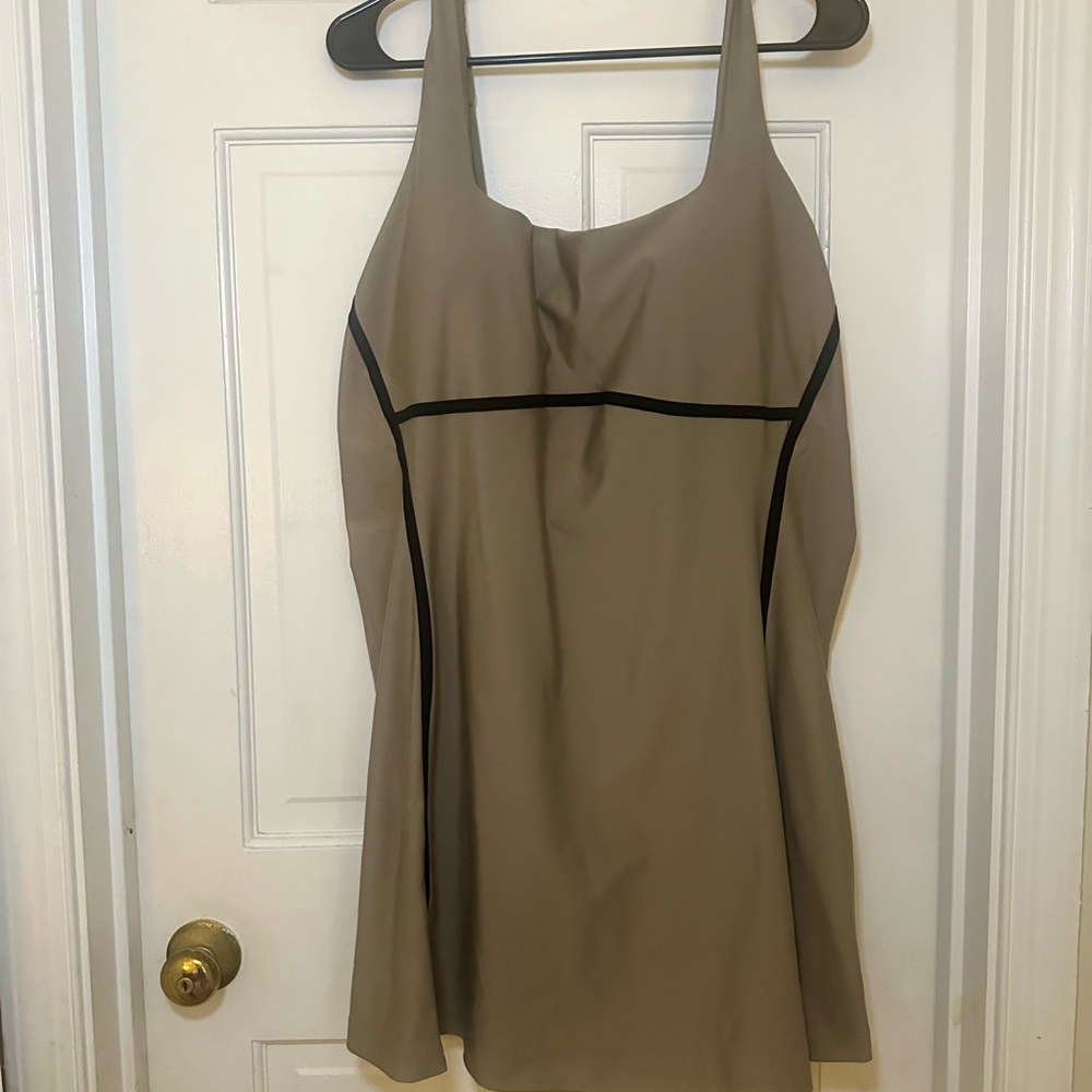 Abercrombie & Fitch Beige Halter Dress with Black Trim